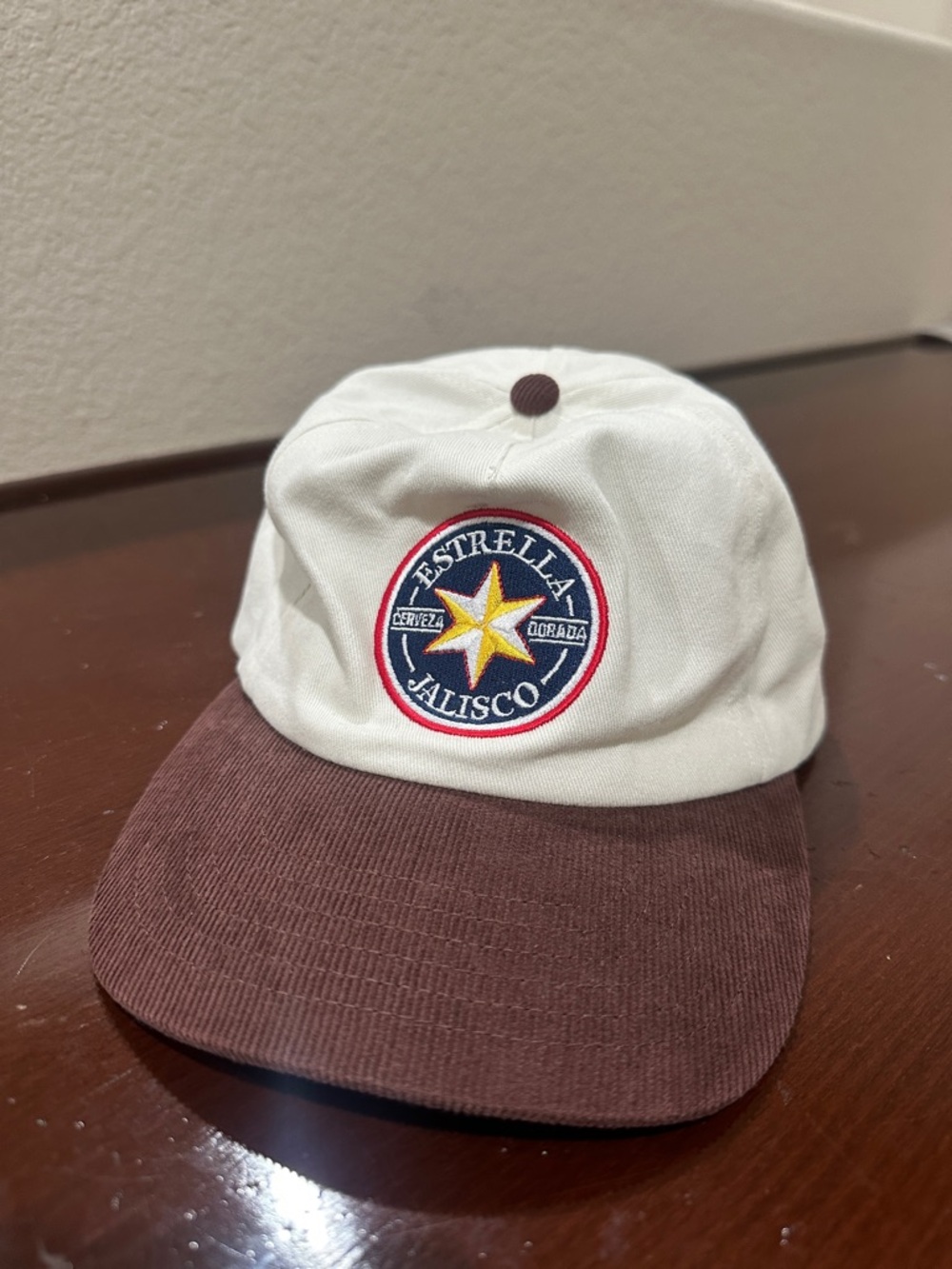 Two-Tone Cotton Twill Cap - White & Brown